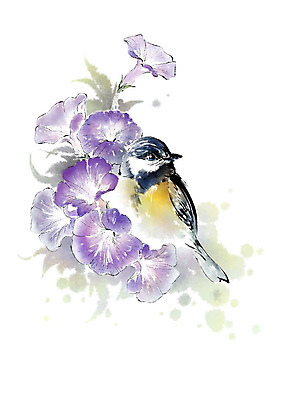 PSD 동물 한마리 꽃 일러스트 캘리그라피 조류 붓터치 사람없음 번짐 국내일러스트 식물 1 파일형식 효과