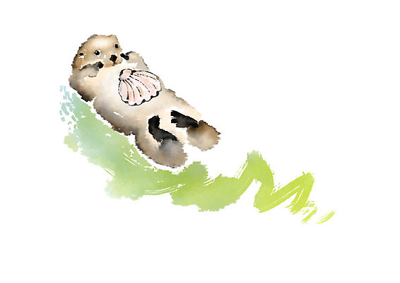 PSD 동물 한마리 일러스트 캘리그라피 붓터치 조개 사람없음 수영 번짐 해달 복부 국내일러스트 1 포유류 어패류 신체부위 수상스포츠 파일형식 효과