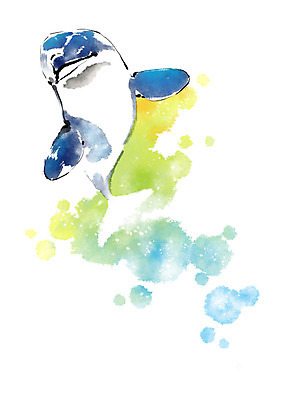 PSD 동물 한마리 일러스트 캘리그라피 붓터치 사람없음 바닷속 수영 고래 번짐 국내일러스트 1 포유류 수중 수중동물 수상스포츠 파일형식 효과