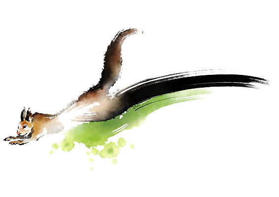 PSD 동물 한마리 일러스트 캘리그라피 붓터치 사람없음 점프 다람쥐 번짐 국내일러스트 1 모션 설치류 파일형식 효과