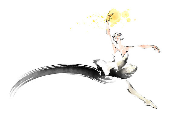 전신 PSD 응시 여자 포즈 일러스트 캘리그라피 붓터치 한명 미소 사람 성인 점프 발레리나 발레복 번짐 국내일러스트 1 시선 옷 모션 표정 발레 파일형식 효과