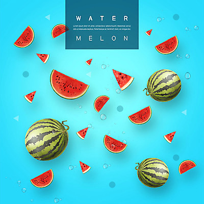PSD 편집이미지 패턴 과일 단면 수박 사람없음 파란색 여러개 물방울 과일조각 반쪽수박 수박조각 이미지편집 컬러 조각 다수 무늬 파일형식