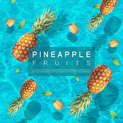 PSD 편집이미지 물결 패턴 과일 나뭇잎 수영장 키위 그림자 사람없음 물 떠있는 파인애플 이미지편집 자연요소 잎 무늬 모션 열대과일 파일형식