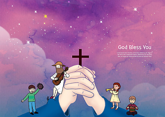 전신 PSD 구름 여자 남자 별 기독교 어린이 십자가 연주 일러스트 서기 사람 앉기 손짓 여러명 양손 기도 기타 예수 북 즐거움 트럼펫 탬버린 찬양 국내일러스트 자연요소 손 감정 종교 음악 다수 모션 현악기 타악기 신_종교 금관악기 파일형식