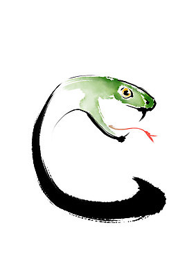 PSD 동물 한마리 일러스트 캘리그라피 붓터치 사람없음 한자 뱀 번짐 뱀사 국내일러스트 문자 1 파충류 파일형식 효과