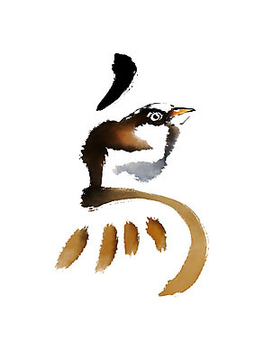 PSD 동물 한마리 일러스트 캘리그라피 붓터치 사람없음 한자 독수리 번짐 새조 국내일러스트 문자 1 조류 파일형식 효과