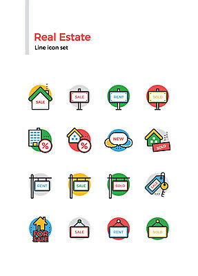 아이콘 건축 열쇠 부동산 주택 알림판 빌딩 사람없음 세트 세일 퍼센트 라인아이콘 부동산매매 부동산거래 부동산가격 임대 2D아이콘 AI파일 건물 경제 특수기호 재산 파일형식 벡터
