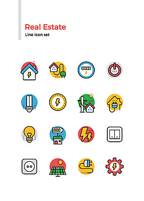 아이콘 건축 전구 부동산 주택 사람없음 세트 태양 콘센트 플러그 전기에너지 건전지 라인아이콘 백열등 톱니바퀴 전봇대 집열판 스위치 번개모양 전원버튼 2D아이콘 AI파일 자연요소 모양 공공시설 버튼 조명 건물 에너지 전원_전기 재산 번개 태양에너지 파일형식 벡터