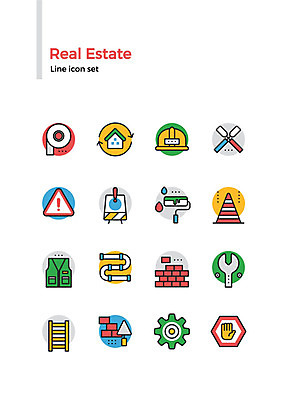 아이콘 건축 사다리 부동산 벽돌 주택 줄자 작업복 사람없음 세트 공구 조끼 표지판 느낌표 안전모 라인아이콘 톱니바퀴 손모양 페인트롤러 배수구 미장 미장도구 안전삼각대 2D아이콘 AI파일 모양 기호 옷 알림판 자 건물 외투 도구 재산 헬멧 안전장비 파일형식 벡터 손_신체부위