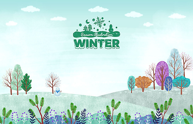 PSD 나무 구름 계절 백그라운드 겨울 일러스트 눈사람 사람없음 라벨 눈 눈송이 들풀 언덕 솔잎 겨울배경 국내일러스트 자연요소 식물 잎 날씨 프레임 눈_날씨 파일형식