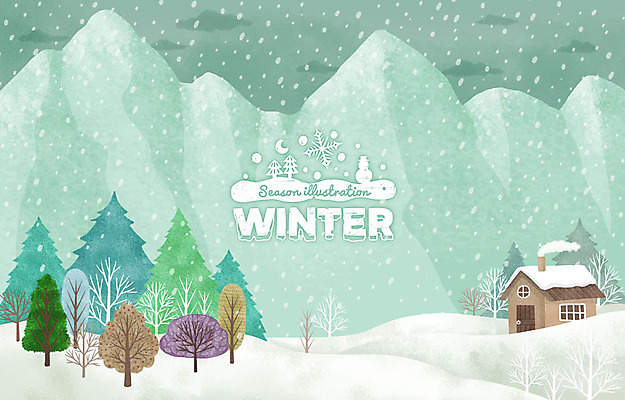 PSD 나무 계절 백그라운드 겨울 일러스트 눈사람 산 주택 굴뚝 사람없음 라벨 눈 눈송이 연기 숲 앙상함 눈내림 눈덮임 겨울배경 국내일러스트 자연요소 식물 컨셉 날씨 프레임 눈_날씨 건물 파일형식