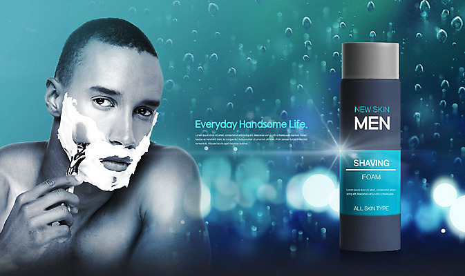 PSD 편집이미지 응시 남자 흑인 한명 사람 상반신 20대 성인 앞모습 빛 뷰티 화장품 물방울 스킨 면도 로션 면도기 면도크림 뷰티라이프 성인남자한명만 그루밍족 이미지편집 서양인 1 라이프스타일 시선 뷰포인트 모션 청년 위생용품 남자한명만 성인남자만 파일형식