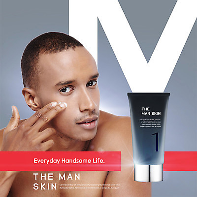 PSD 편집이미지 응시 남자 흑인 한명 사람 상반신 20대 성인 앞모습 뷰티 화장품 바르기 스킨 로션 뷰티라이프 성인남자한명만 그루밍족 이미지편집 서양인 1 라이프스타일 시선 뷰포인트 모션 청년 남자한명만 성인남자만 파일형식