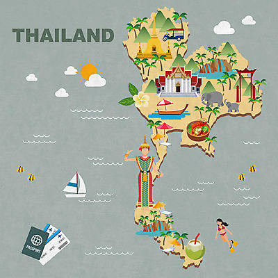 전신 여행 지도 요트 일러스트 태국 코끼리 사람 성인 관광지 나룻배 항공권 여권 왓포 랜드마크 쑤타이 코코넛주스 태국음식 태국전통의상 국내일러스트 AI파일 아시아 배_교통 포유류 주스 사찰 티켓 전통의상 방콕 코코넛 동양음식 파일형식 벡터