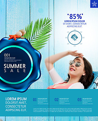 PSD 템플릿 표지디자인 북디자인 출판디자인 여자 내지 리플렛 하늘색 2단접지 북커버 조개 불가사리 한명 미소 사람 팜플렛 상반신 20대 성인 여름 선글라스 세일 한국인 선베드 나무판자 튜브 눈부심 열대잎 이미지템플릿 1 계절 안경 잎 의자 어패류 극피동물 표정 동양인 청년 목재 파란색 파일형식