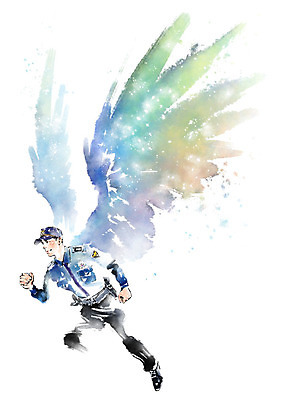 전신 PSD 응시 남자 일러스트 캘리그라피 붓터치 한명 사람 성인 달리기 주먹 경찰 번짐 경찰복 천사날개 경찰모자 성인남자한명만 국내일러스트 직업 모자_잡화 1 시선 유니폼 날개 모션 천사 남자한명만 성인남자만 파일형식 효과