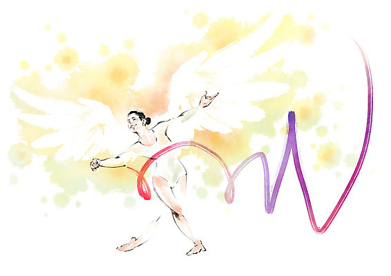 전신 PSD 여자 리본 포즈 일러스트 캘리그라피 팔벌리기 붓터치 한명 미소 사람 손짓 성인 체조선수 번짐 천사날개 체조복 성인여자한명만 리본체조 국내일러스트 1 옷 날개 모션 천사 운동선수 표정 체조 여자한명만 성인여자만 파일형식 효과