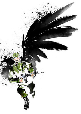 전신 PSD 남자 일러스트 캘리그라피 붓터치 한명 들기 사람 성인 달리기 군인 총 찡그림 군복 번짐 천사날개 군모 군화 성인남자한명만 국내일러스트 직업 1 무기 신발 유니폼 날개 모션 천사 표정 군용 국군 남자한명만 성인남자만 파일형식 효과