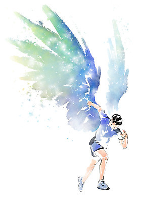 전신 PSD 남자 포즈 일러스트 캘리그라피 붓터치 한명 사람 성인 운동복 달리기 운동 번짐 천사날개 성인남자한명만 국내일러스트 1 옷 날개 모션 천사 건강 남자한명만 성인남자만 파일형식 효과