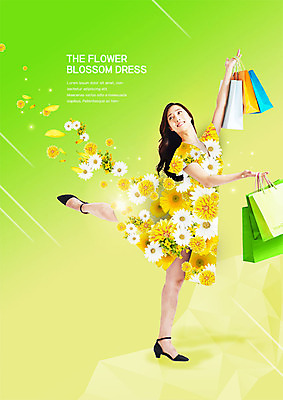 전신 PSD 편집이미지 응시 원피스 여자 꽃잎 꽃 구두 포즈 꽃무늬 한명 미소 들기 사람 20대 성인 쇼핑백 손들기 여러개 한국인 춤 다리들기 성인여자한명만 흩날리기 이미지편집 식물 1 시선 옷 다수 신발 무늬 가방 모션 문화예술 표정 동양인 청년 여자한명만 성인여자만 파일형식