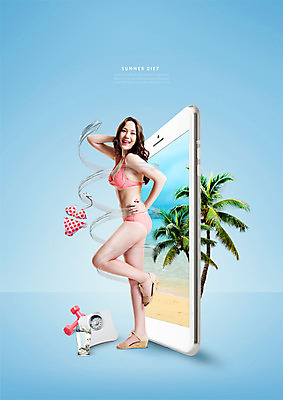 전신 PSD 편집이미지 여자 바다 포즈 다이어트 한명 미소 사람 20대 성인 해변 여름 스마트폰 비키니 야자수 아령 한국인 물컵 체중계 성인여자한명만 이미지편집 나무 1 계절 수영복 표정 건강 동양인 청년 컵 핸드폰 스마트기기 여자한명만 성인여자만 파일형식