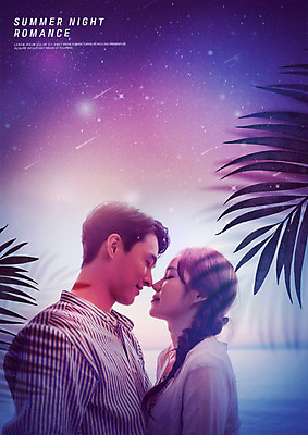 PSD 편집이미지 커플 여자 남자 별 사랑 사람 상반신 20대 성인 해변 두명 마주보기 로맨틱 한국인 야간 유성 야자수잎 여름밤 이미지편집 자연요소 감정 바다 컨셉 잎 관계 모션 동양인 청년 여름 파일형식