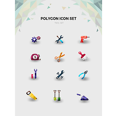 아이콘 가위 줄자 사람없음 세트 도구 공구 스패너 붓 드라이버 삽 톱니바퀴 톱 펜치 미장도구 전동드릴 폴리곤 2D아이콘 AI파일 문구용품 자 드릴 파일형식 벡터