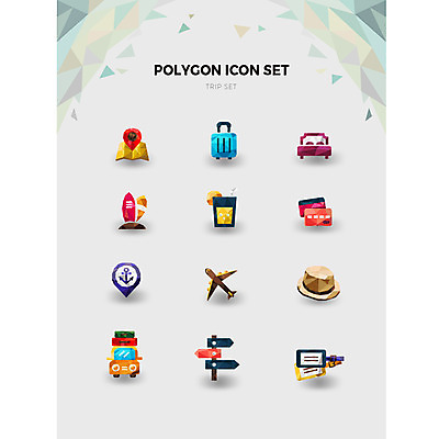 아이콘 여행 지도 자동차 비행기 사람없음 세트 캐리어 침대 표지판 서핑보드 티켓 위치 네임텍 베래모 음료수컵 폴리곤 2D아이콘 AI파일 육상교통 가구 항공교통 대중교통 알림판 컵 여행가방 보드_스포츠 파일형식 벡터