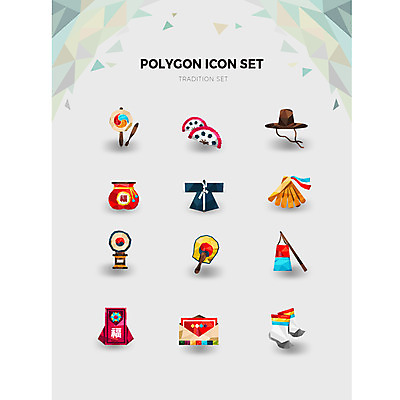 아이콘 한국전통 전통 복주머니 사람없음 세트 부채 북 청사초롱 태극 소고 두루마기 전통부채 버선 갓길 폴리곤 2D아이콘 AI파일 문양 길 타악기 양말 전통소품 한국 국악기 초롱 파일형식 벡터