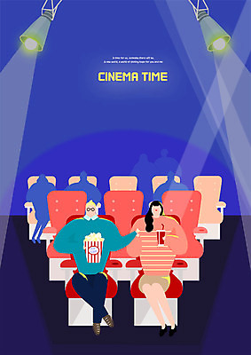 전신 PSD 커플 여자 남자 데이트 일러스트 조명 사람 앉기 여러명 상반신 성인 취미 영화관 먹기 콜라 팝콘 객석 영화감상 국내일러스트 다수 관계 모션 감상 극장 영화 탄산음료 파일형식