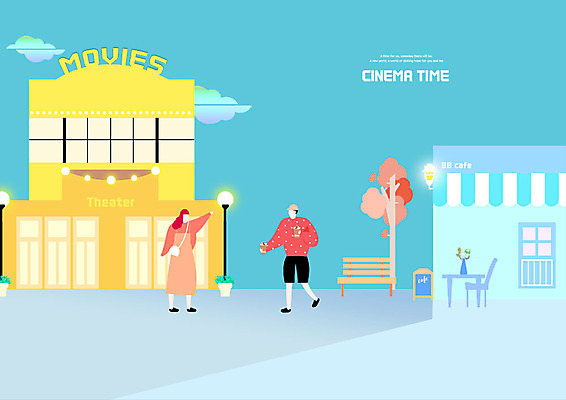 전신 PSD 나무 커플 여자 남자 커피 가로등 벤치 일러스트 사람 성인 취미 두명 손들기 카페 영화관 극장 야외의자 야외테이블 영화감상 테이크아웃컵 국내일러스트 식물 공공시설 음료 의자 관계 모션 탁자 컵 상점 감상 영화 파일형식