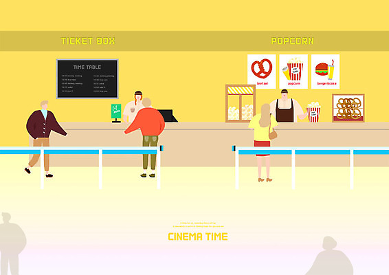 전신 PSD 여자 남자 일러스트 간판 사람 여러명 성인 취미 영화관 메뉴 팝콘 주문 영화감상 티켓박스 브레첼 국내일러스트 다수 디저트 상자 감상 극장 영화 파일형식