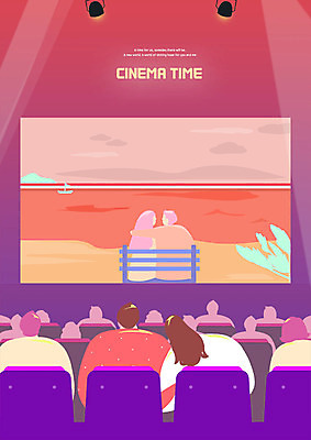 PSD 커플 여자 남자 일러스트 조명 사람 앉기 여러명 상반신 성인 취미 스크린 기댐 영화관 객석 영화감상 국내일러스트 다수 관계 모션 감상 극장 영화 파일형식