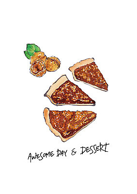 PSD 조각 잎 일러스트 디저트 수채화 사람없음 달콤 호두 호두파이 국내일러스트 식물 음식 견과류 맛 파이_빵 파일형식