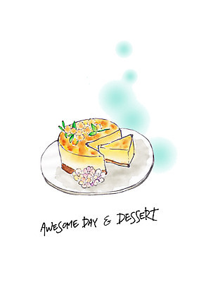 PSD 꽃 일러스트 디저트 수채화 사람없음 케이크 풀잎 달콤 치즈케이크 국내일러스트 식물 음식 잎 풀_식물 맛 파일형식