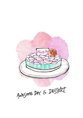 PSD 꽃잎 꽃 일러스트 디저트 수채화 사람없음 케이크 달콤 음식데코레이션 국내일러스트 식물 음식 맛 파일형식