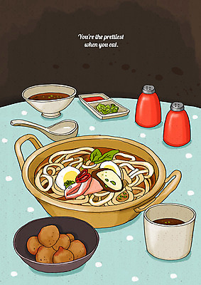 PSD 일러스트 사람없음 숟가락 물컵 우동 감자조림 소스통 플레이팅 국내일러스트 수저 통 컵 면류 소스_음식 상차림 조림 일본음식 파일형식