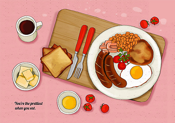 PSD 포크 일러스트 방울토마토 콩 사람없음 소시지 나이프 아침식사 커피잔 계란프라이 토스트 베이컨 버터 플레이팅 국내일러스트 식기 커피 빵 토마토 잔 곡류 돼지고기 식사 가공식품 칼 상차림 계란요리 파일형식