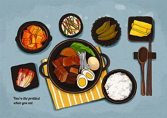 PSD 채소 일러스트 젓가락 밥 김치 사람없음 숟가락 식탁보 냄비 상차림 깍두기 단무지 삶은계란 고추절임 플레이팅 국내일러스트 한식 음식 수저 계란 솥 계란요리 절임 파일형식