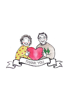 PSD 여자 노년 남자 일러스트 가족 수채화 미소 들기 사람 상반신 두명 노부부 하트 감사 국내일러스트 모양 부부 감정 관계 모션 표정 성인 파일형식