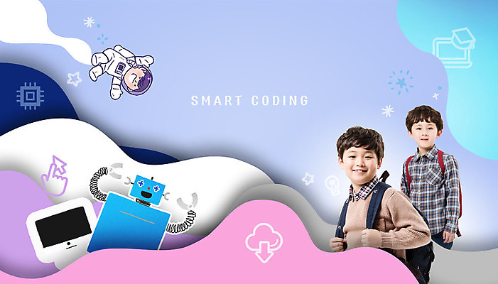 PSD 편집이미지 응시 어린이교육 교육 남자 초등학생 어린이 학사모 책가방 미소 사람 상반신 두명 모니터 한국인 메모리칩 로봇 우주복 소년만 코딩 이미지편집 모자_잡화 학생 시선 옷 가방 졸업 표정 동양인 컴퓨터 부속품 컴퓨터교육 남자만 어린이만 파일형식