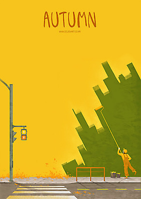 전신 PSD 남자 벽 벤치 일러스트 거리 작업복 한명 사람 성인 초록색 노란색 가을풍경 가을 페인트칠 횡단보도 신호등 페인트통 페인트롤러 국내일러스트 1 옷 계절 컬러 의자 페인팅 통 풍경 페인트 보행로 파일형식 가을_계절