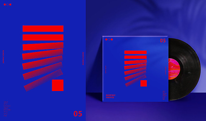 도형 포스터 일러스트 그림자 사람없음 그래픽 빨간색 파란색 야자수 유행 사각형 앨범 그라데이션 야자수잎 지오메트릭 국내일러스트 AI파일 나무 컬러 잎 파일형식 벡터