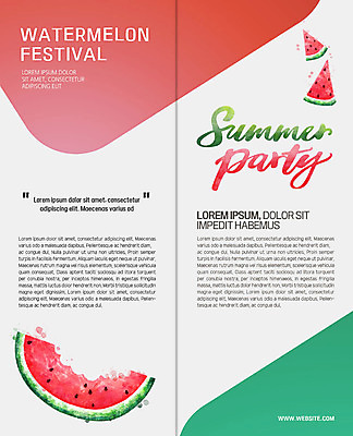 템플릿 리플렛 조각 과일 자국 수박 이벤트 축제 파일형식 파티 반쪽수박 수박조각 사람없음 팜플렛 출판디자인 북디자인 북커버 PSD 내지 2단접지 수박축제 이미지템플릿 잇자국