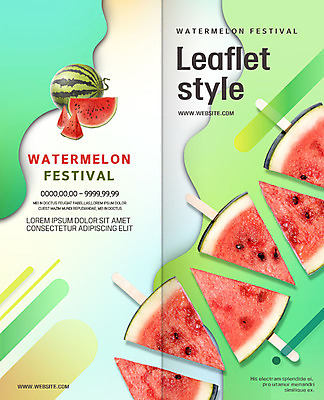 PSD 템플릿 북디자인 출판디자인 표지 리플렛 2단접지 북커버 과일 수박 팜플렛 사람없음 축제 막대기 반쪽수박 수박조각 수박축제 이미지템플릿 파일형식