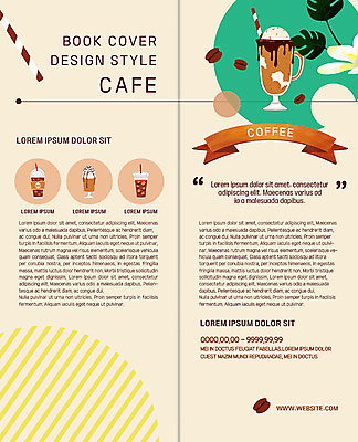 PSD 템플릿 북디자인 출판디자인 내지 커피 리플렛 2단접지 북커버 아이스크림 빨대 팜플렛 사람없음 얼음 카페 원두 메뉴 아이스아메리카노 열대잎 테이크아웃컵 휘핑크림 이미지템플릿 자연요소 음료 잎 디저트 컵 상점 크림 아메리카노 아이스커피 휘핑 파일형식
