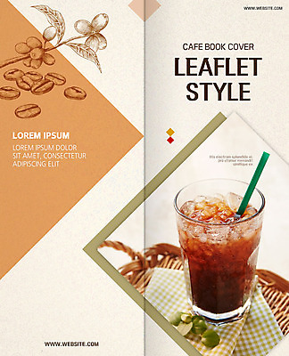 PSD 템플릿 북디자인 출판디자인 표지 커피 리플렛 2단접지 북커버 잔 팜플렛 사람없음 바구니 얼음 원두 식탁보 풀잎 아이스아메리카노 커피나무 이미지템플릿 자연요소 나무 식기 음료 잎 풀_식물 아메리카노 아이스커피 파일형식