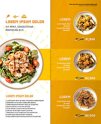 PSD 템플릿 북디자인 출판디자인 내지 리플렛 채소 2단접지 북커버 방울토마토 팜플렛 사람없음 세일 프라이드치킨 샐러드 다양 감자튀김 메뉴판 닭다리 치킨샐러드 이미지템플릿 음식 다수 토마토 감자 치킨 튀김 파일형식