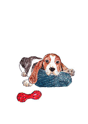 PSD 동물 한마리 응시 엎드리기 쿠션 일러스트 수채화 사람없음 반려동물 장난감 강아지 비글 반려 국내일러스트 1 시선 모션 개 파일형식