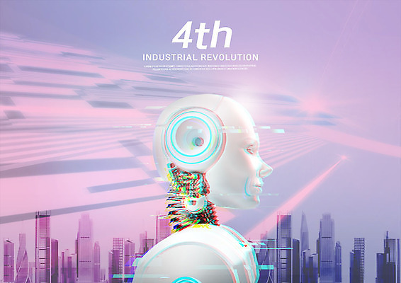 PSD 편집이미지 하늘 빌딩 사람없음 빛 도시 스마트 로봇 4차산업 AI_인공지능 이미지편집 산업 컨셉 건물 파일형식